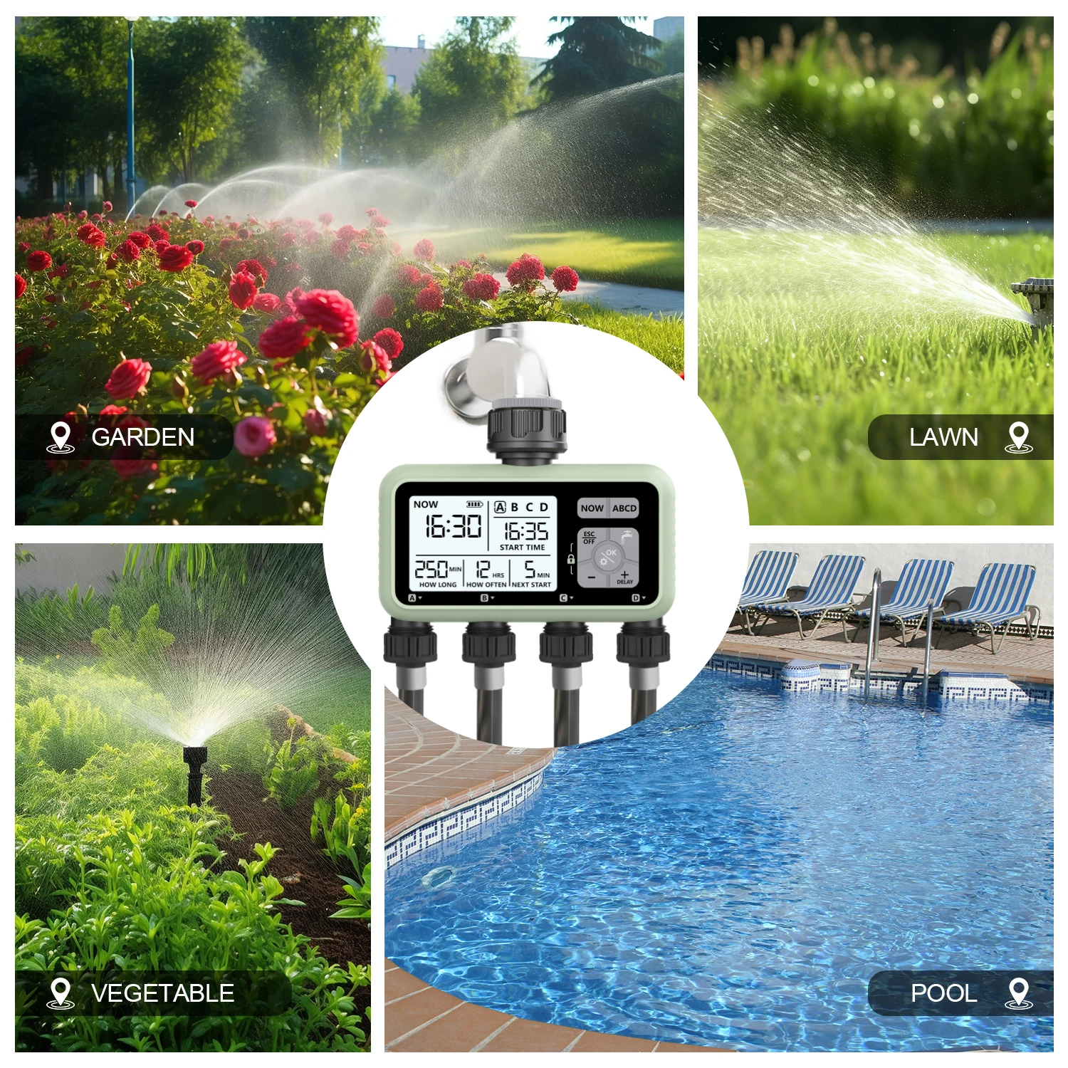 Eshico HCT-379 Intelligent Electronic Digital Automatic Water Timer Outdoor Home Garden Lawn Greenhouse Irrigation System