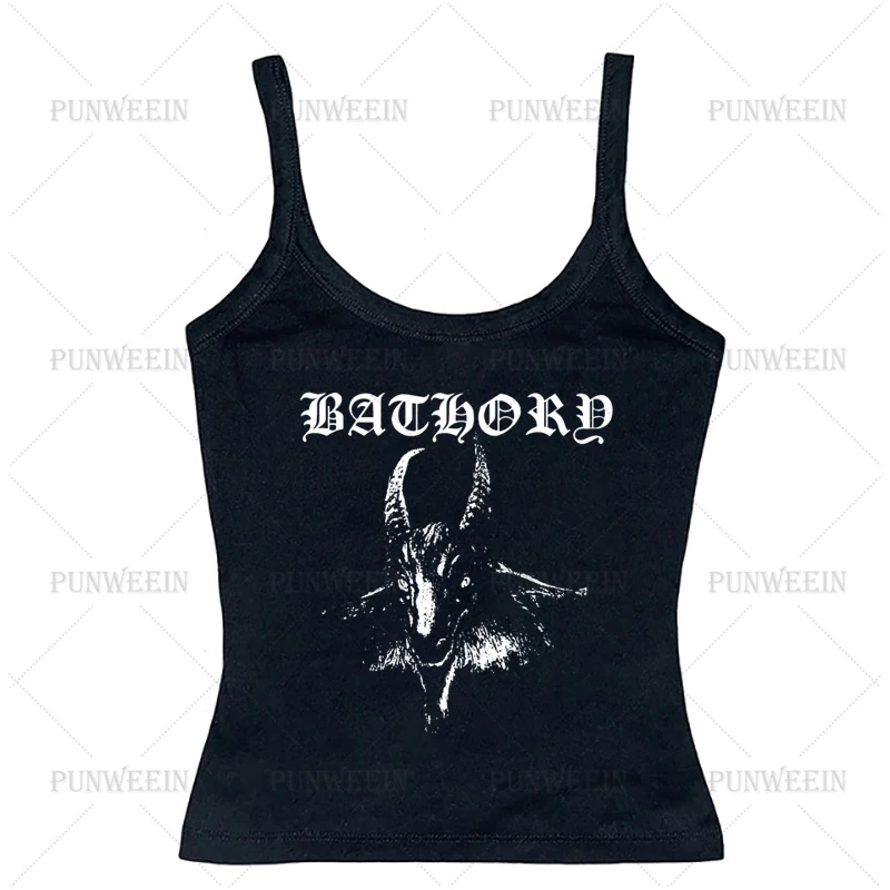 Dark Gothic Goat Grunge Vintage Punk Tank Top Sleeveless Baby T-shirt Harajuku Emo Y2k Tops Streetwear Slim Fit Sexy Crop Top