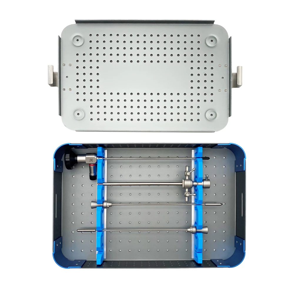 ถาดฆ่าเชื้อแบบใช้กับเครื่องนึ่งฆ่าเชื้อได้/กล่องฆ่าเชื้อสำหรับกล้องส่องข้อแบบมีฝาปิด ทำจากอะลูมิเนียม ใช้ซ้ำได้