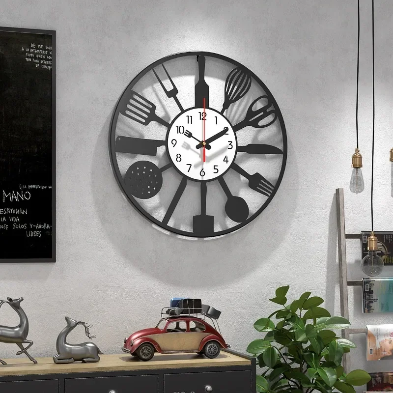 Creative Wall Clock Kitchenware Shaped Wall Clocks Minimalist Modern Silent Watch Metal Iron Watches Living Room Decoration