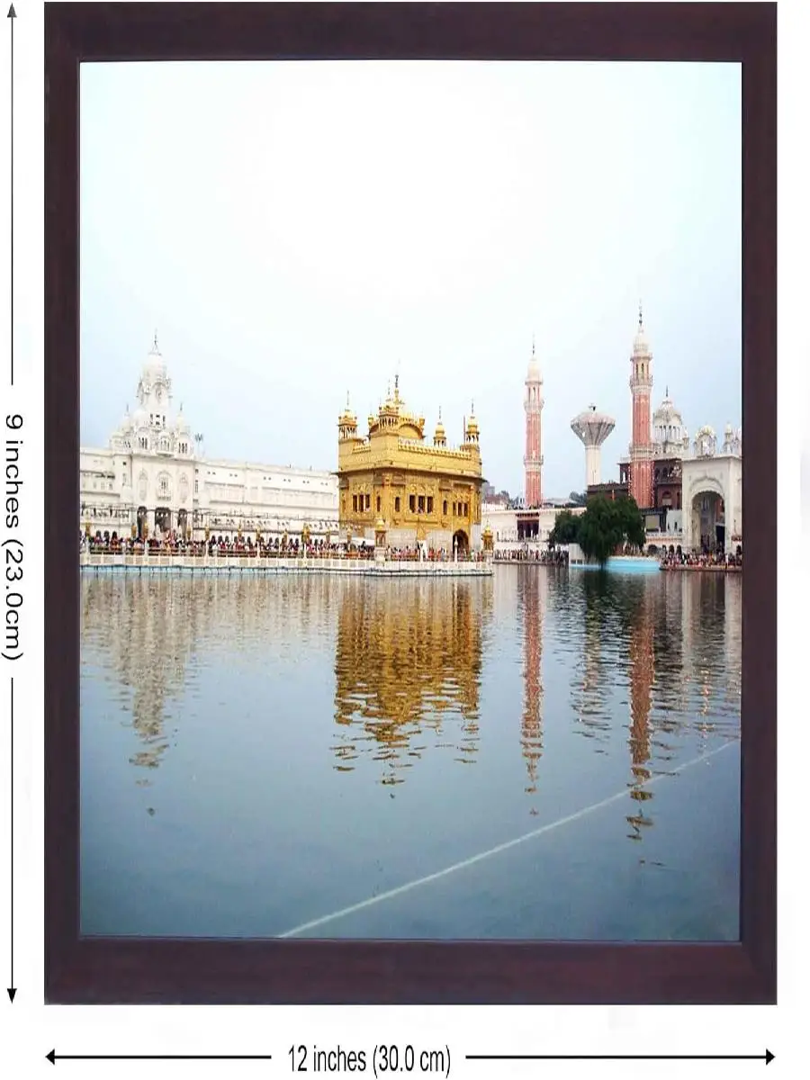 Amritsar Golden Temple Framed Art  Sikh Holy Site Wall Decor Poster for HomeOfficeGifting