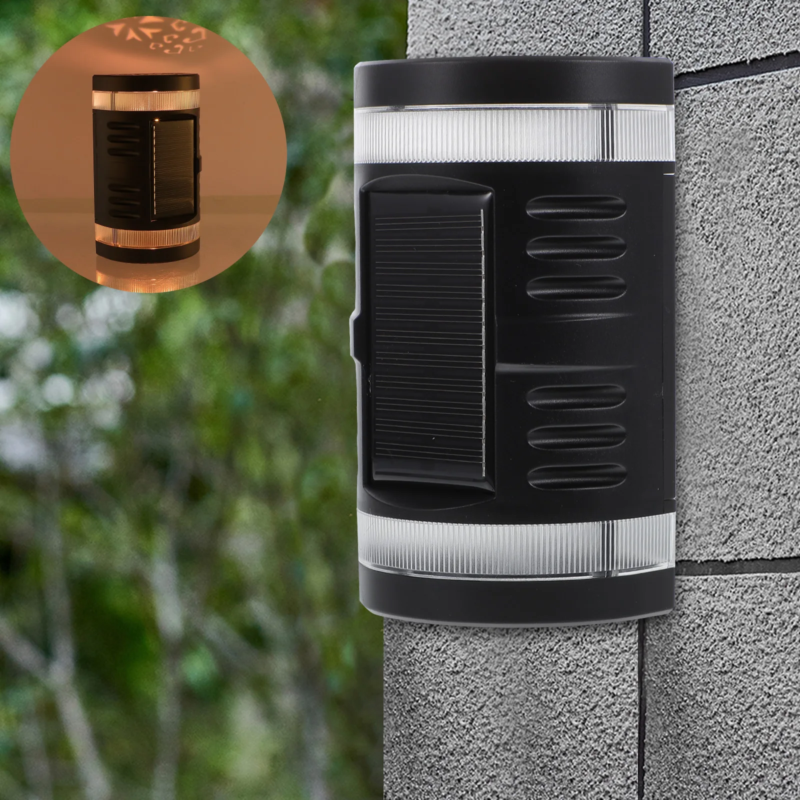 

Solar Lights Wall Outdoor Lighting for Outdoors Hanging Lantern Square Sconce Black Lamp