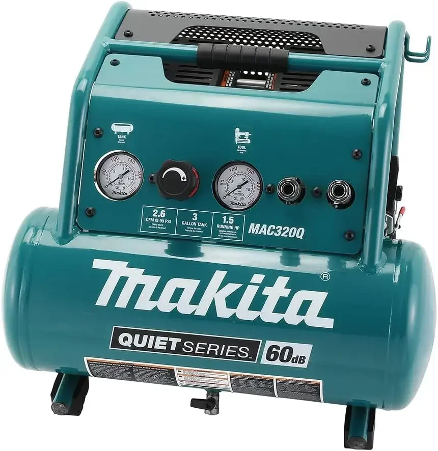 Makita MAC320Q Quiet Series 1-1/2 л.с., 3 галлона, безмасляный, электрический воздушный компрессор