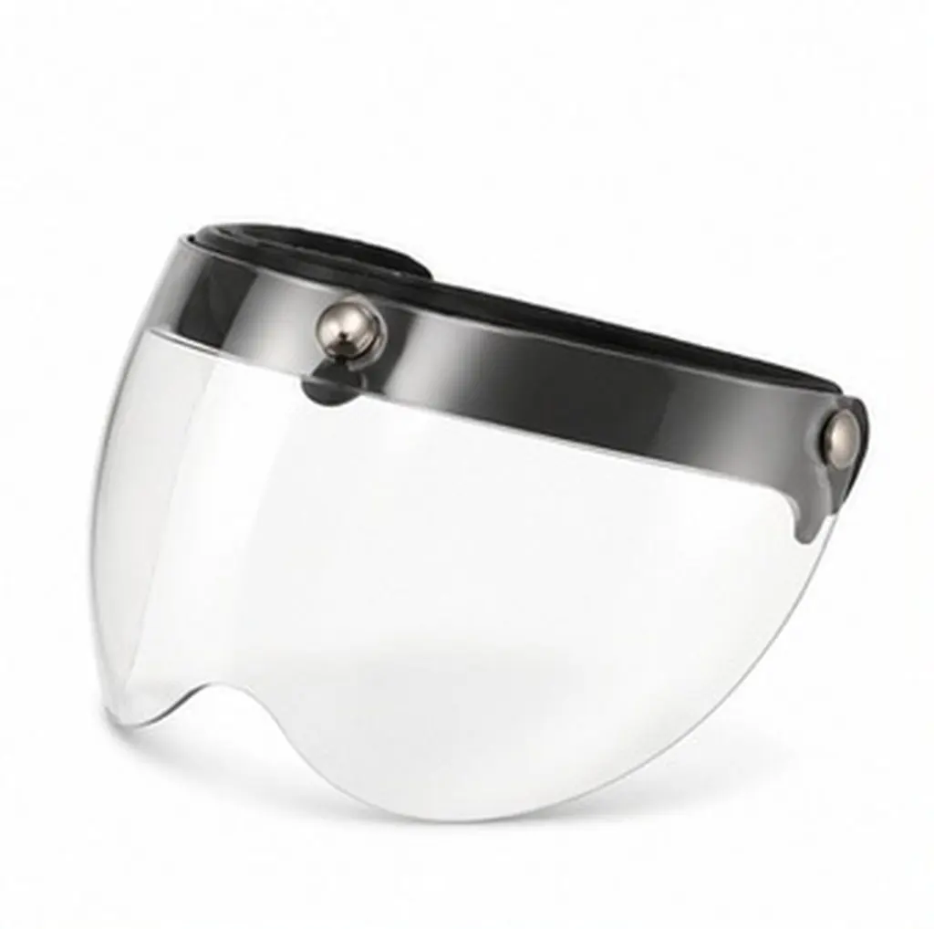 Vintage Motorcycle Visor 3 Snap Button Clear Wind Resistant Anti Glare Sun Protection Shield for Open Face Riding
