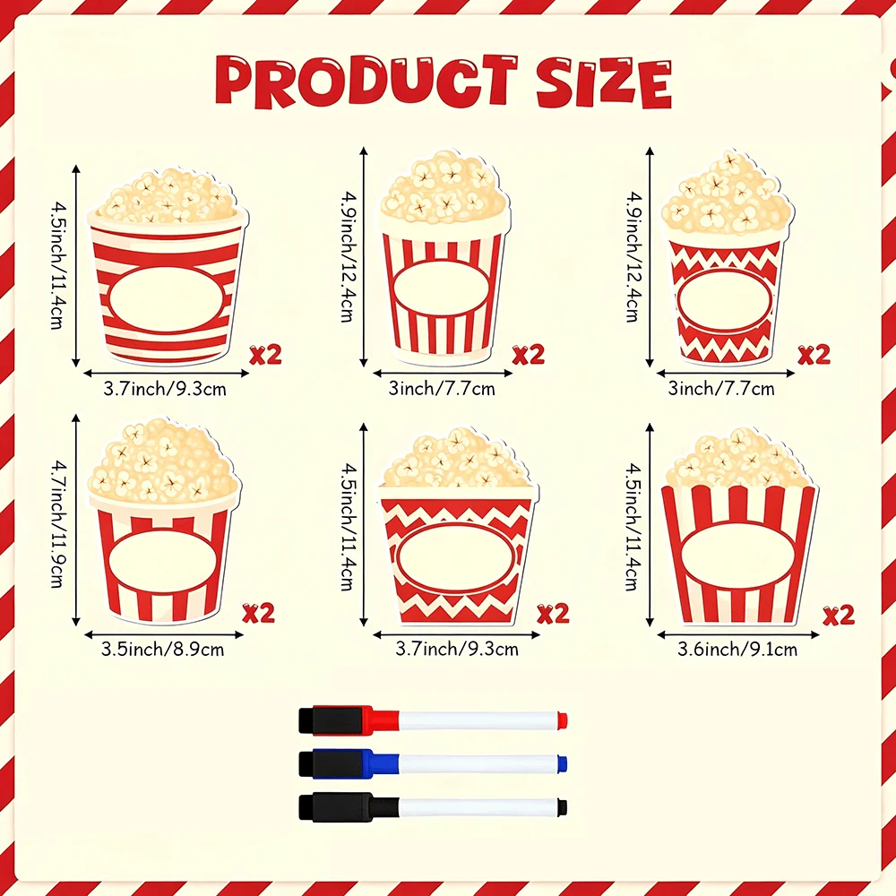 12-Pack Popcorn-Style Erasable Magnetic Name Tags  Reusable Magnetic Labels for Office and Home Use