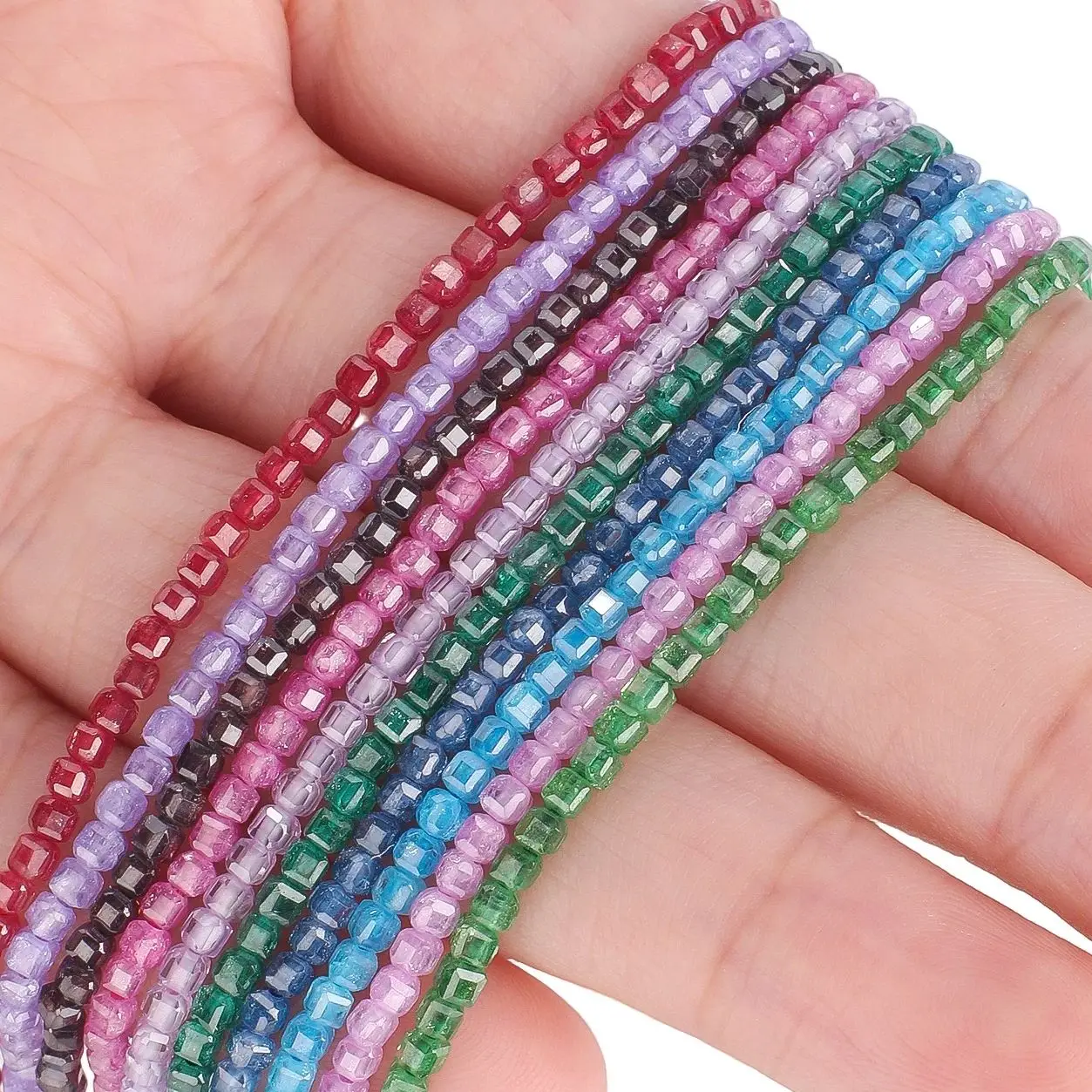 2 مللي متر الأوجه الزركون الزجاج الخرز مربع صغير فاصل فضفاض حبة Diy بها بنفسك أنيقة سوار قلادة صنع المجوهرات اكسسوارات