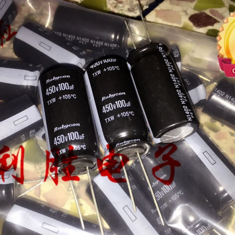 5PCS original 100UF 450V ruby ​​RUBYCON capacitor 450V 100UF image 4