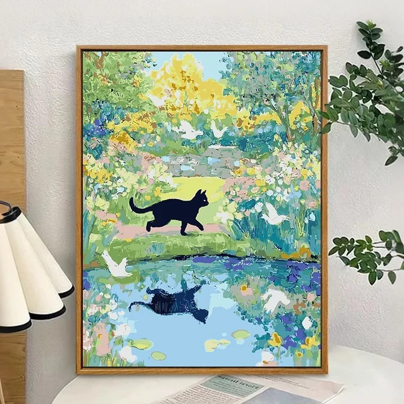 

A-0233 Graceful Cat Silhouette Painting
