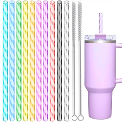10 PCS Plastic Swirl Reusable Drinking Straws Fit for 40oz Stanley Tumbler, 12