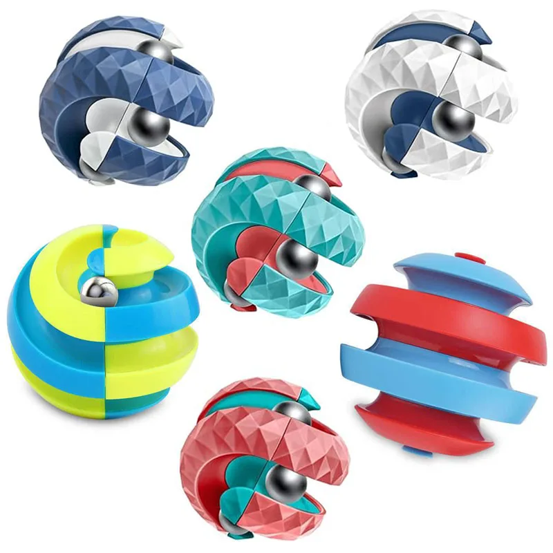 Unique Orbit Ball Fidget Spinner Novelty Beads Track Infinity Cube Creative Gifts Anxiety Autism ADHD Stress Reliever Toys