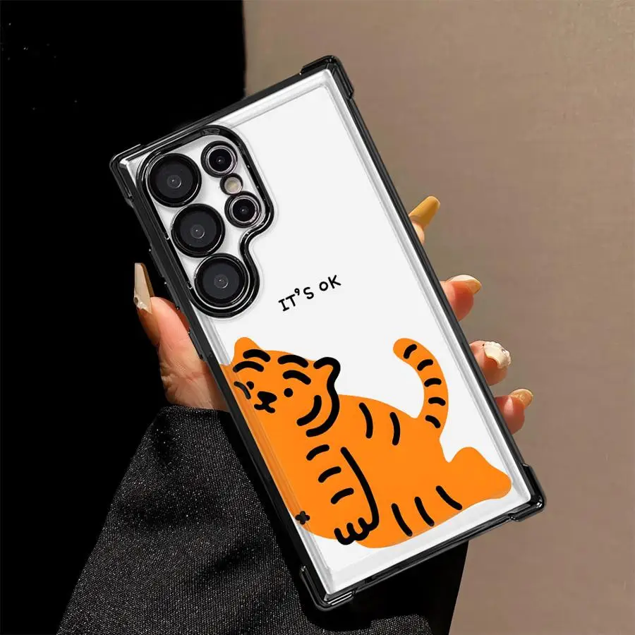 Cute Cartoon Tiger Case for Samsung Galaxy S26 Ultra S25 Edge S23 Plus Note 20 S20 FE S24 S22 S21 Soft Phone Cover