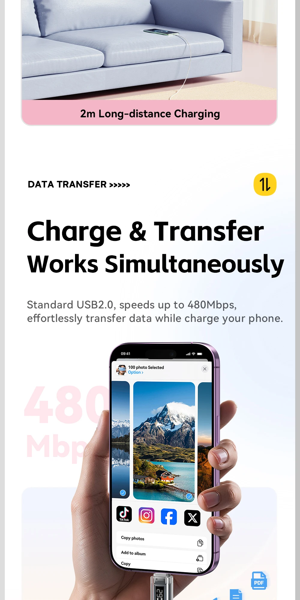 Essager USB-C-Kabel für iPhone 14 13 12 11 Pro Max Xs Digitalanzeigekabel PD 29 W Schnellladung Typ C zum Beleuchtungsdatenkabel – Detail 11