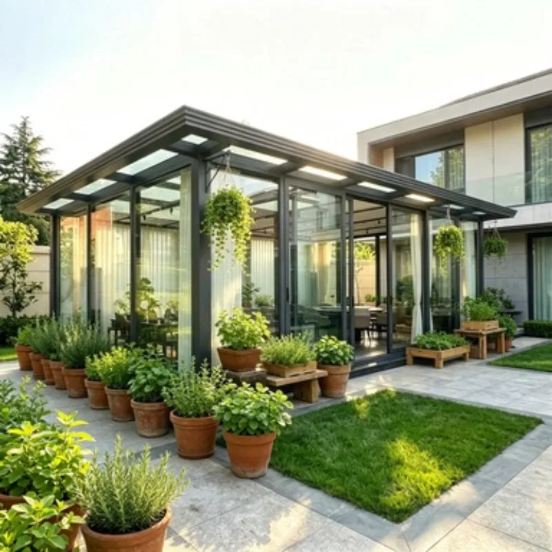 Modern Aluminum Sunroom Glass House Conservatory Retractable Patio Cover Tempered Glass Waterproof for Garden Enclosure