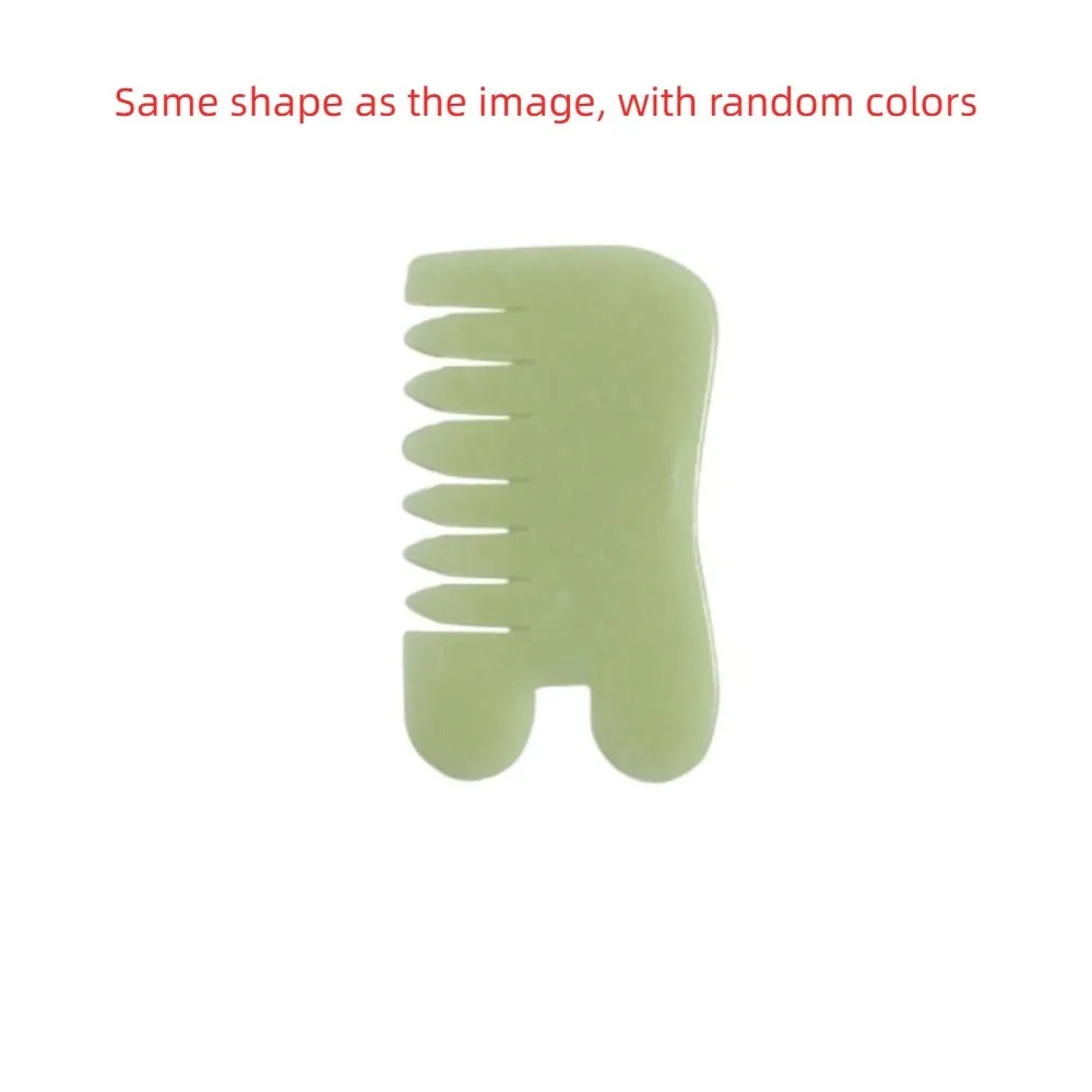 Portable Hsiuyen Jade Massage Comb Natural Green Jade Hair Brush Retro Carving Gua Sha Board Stone Guasha