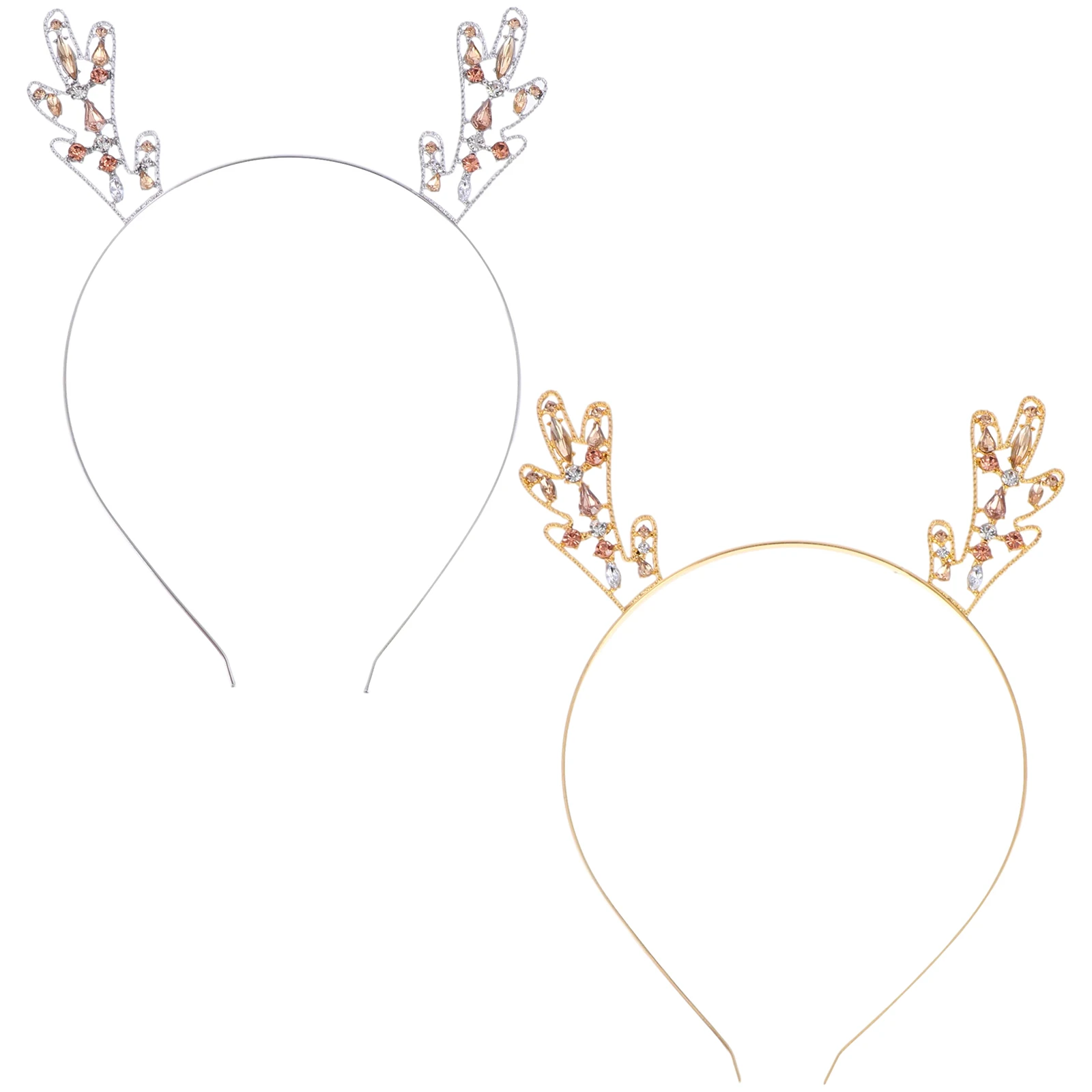 

2Pcs Reindeer Antlers Headband Metal Hairbands Christmas Party Masquerade Festive Dress Up Accessories for Women Girls