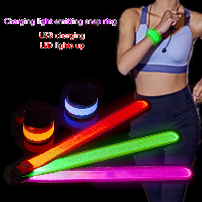 LED Night Light USB Charging Armband Wearable Running Arm Belt Glow Wristband For Running Walking Cycling Safety Warning Lights