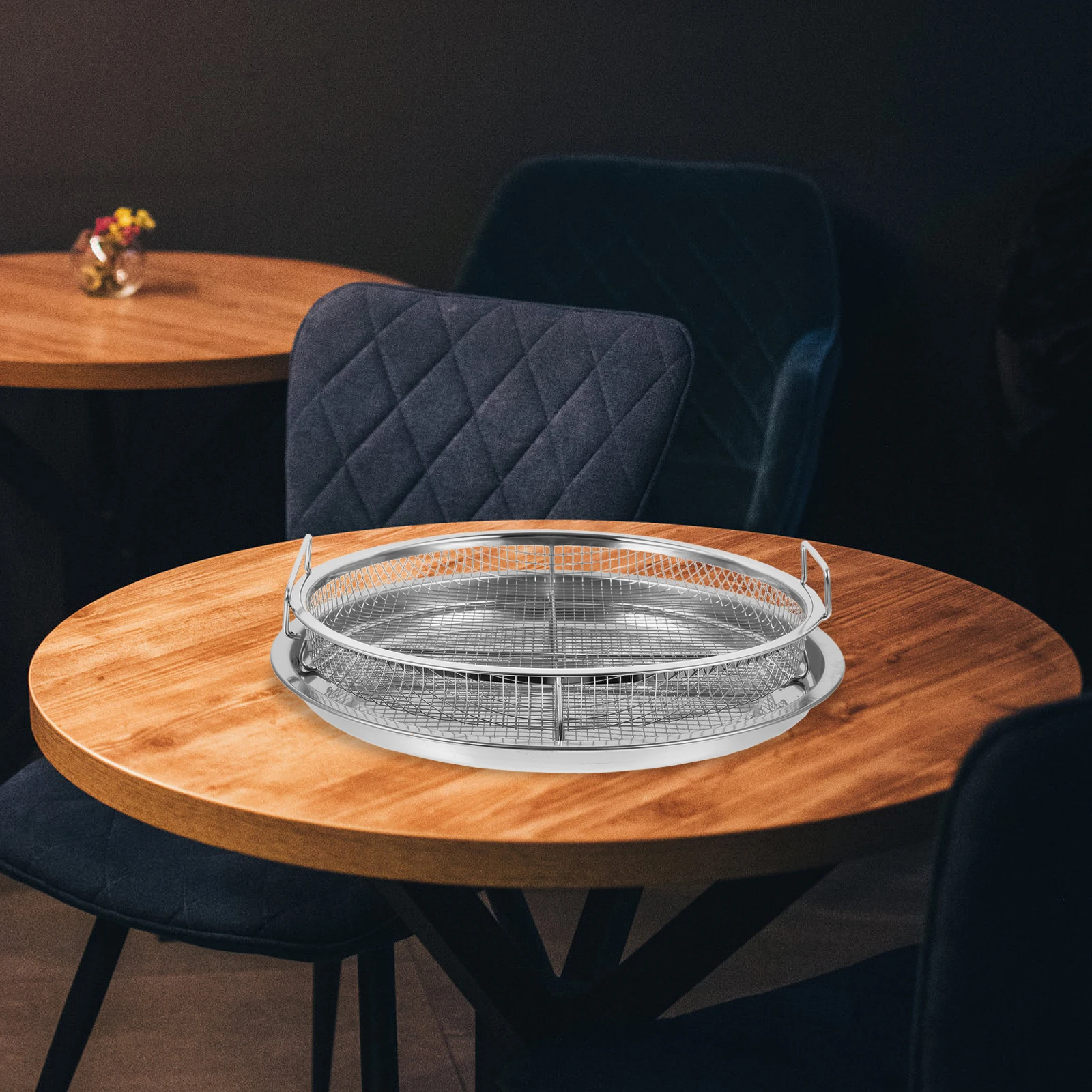 

1 Set Stainless Steel Bbq Grill Prep Tray Baking Plate For Oven Air Fryer Grilling Frying Oil Drain Plate Serving Dish Multi-Use