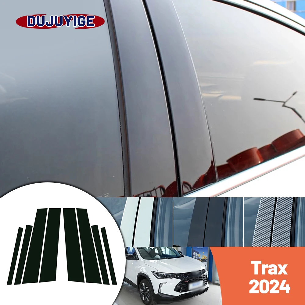 

Bright black carbon fiber door and window B C Pillar sticker suitable For Chevrolet Trax 2024