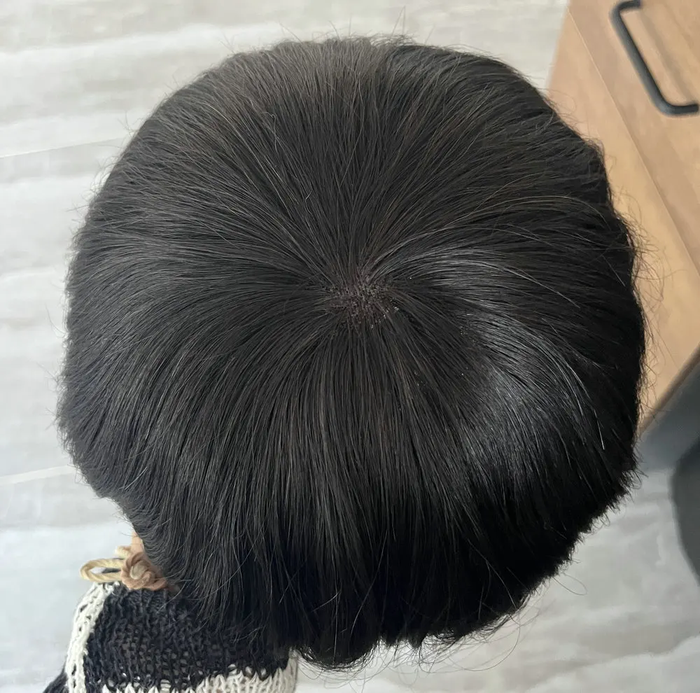 Mono&PU Base Men Toupee Natural Human Hair System Men Capillary Prosthesis Men's Hair Replacement Head Hair Top Block Hair Wig