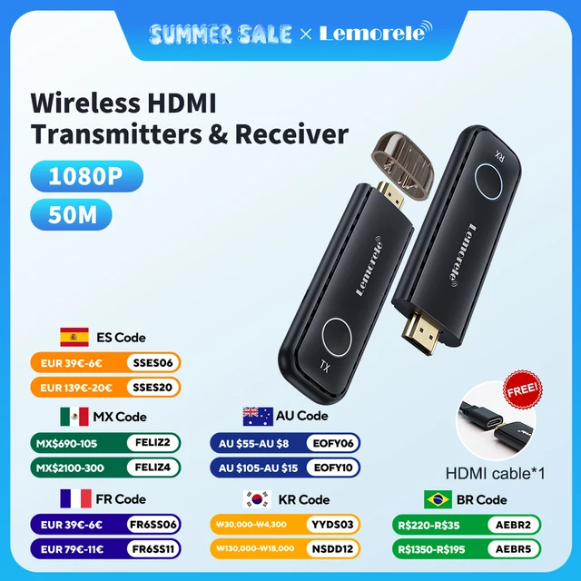 Lemorele bezprzewodowy nadajnik HDMI odbiornik 1080P wyświetlacz Dongle Extender odbiornik wiele na 1 wyświetlacz do aparatu Laptop PC