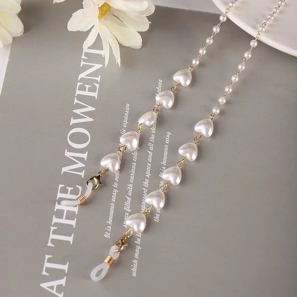 

Shaped Hanging Neck Metal Chain Gold Color Spectacle Cord Mask Anti-lost Chains Pearl Sunglasses Chains Love Glasses Chains