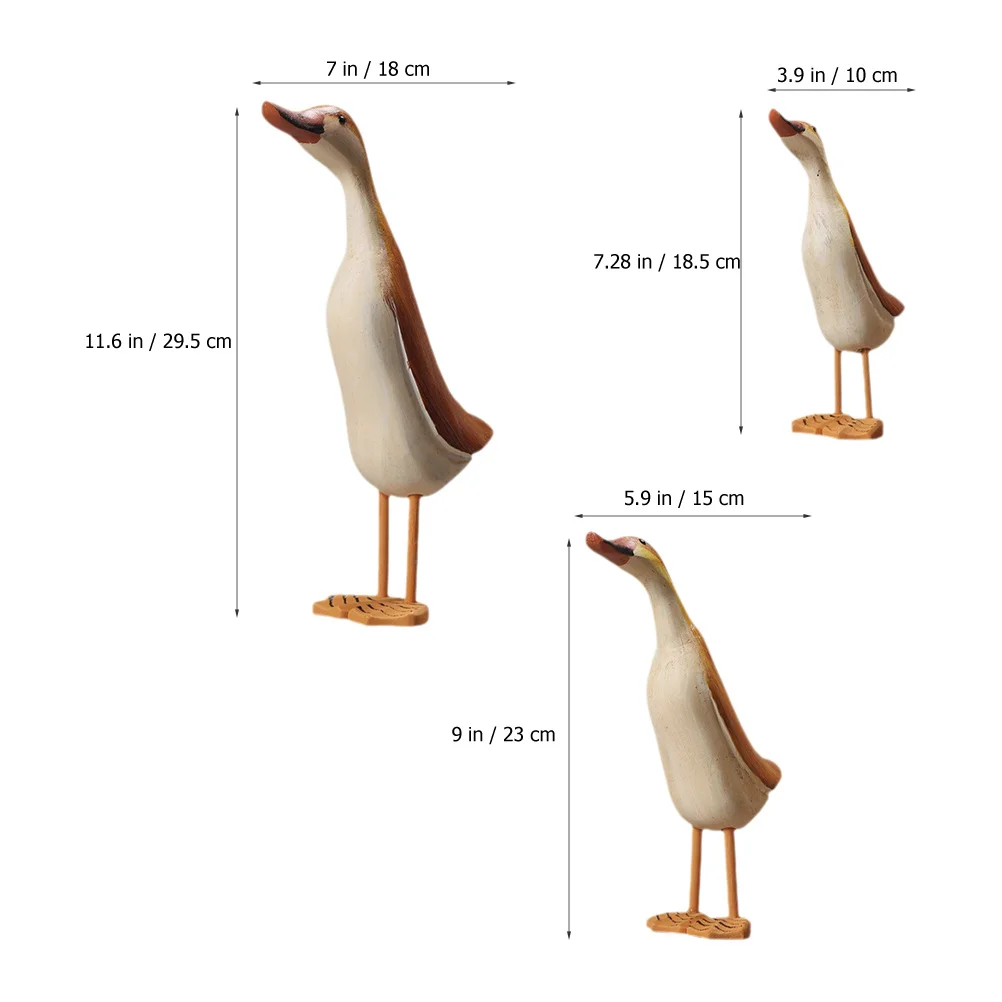 

3Pcs Wooden Duck Sculptures Elegant Desktop Decoration Carved Animal Statue Table Ornament Home Garden Decor