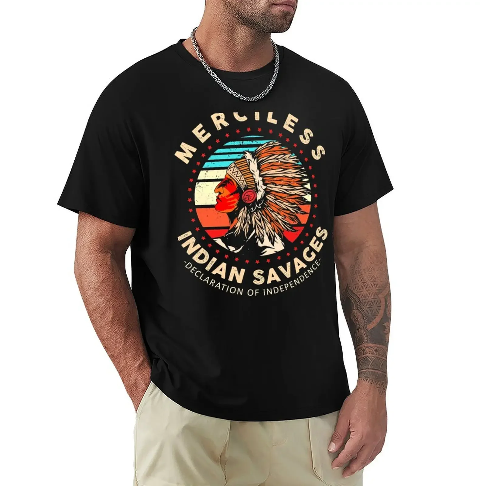 Merciless Indian Savages T-Shirt tops vintage tees cute tops black t shirts for men