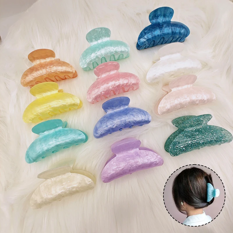 Vintage Hair Clips For Girls Claw Clip New Marble Textured Barrette Shark Clip For Women Hair Accessories