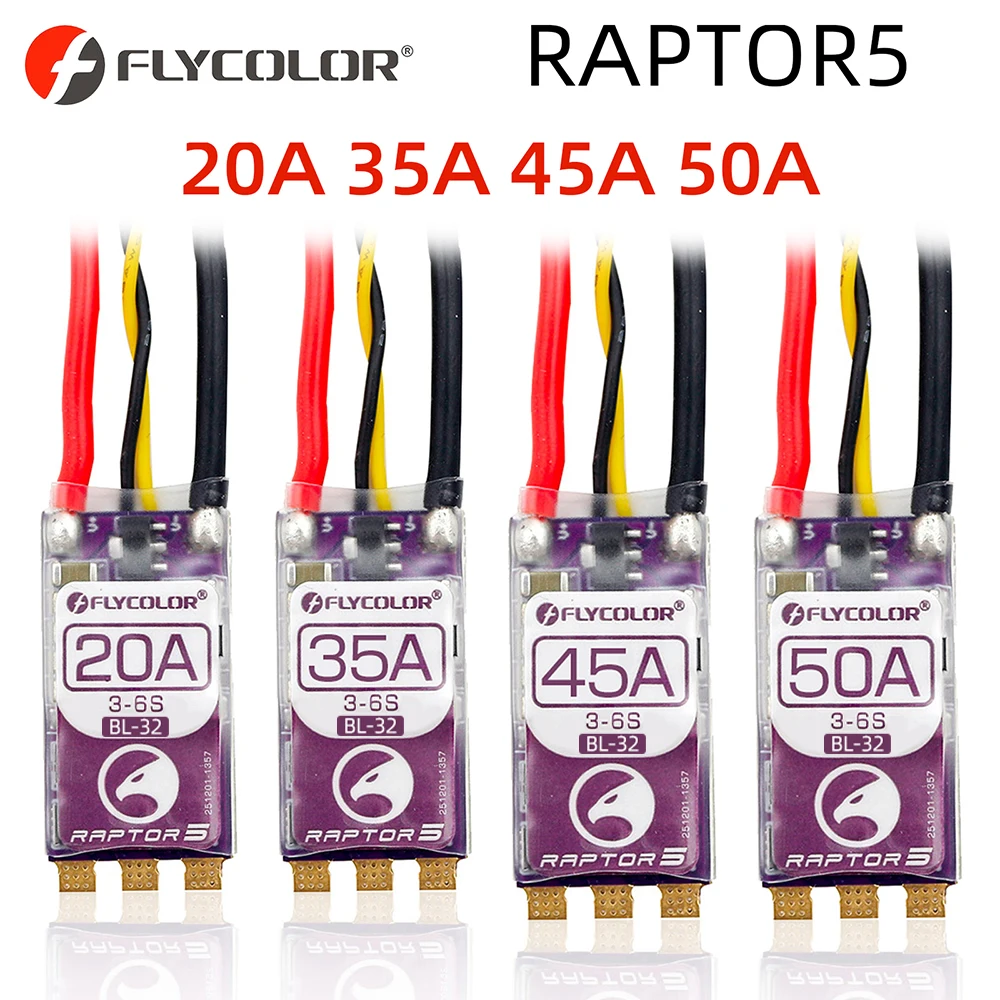 

Бесщеточный ESC 3-6S Дрон FLYCOLOR Raptor5 ESC 32Bit G701 PWM 128K Single 20A 35A 45A 50A ECS Dshot Proshot для гоночных дронов с видом от первого лица