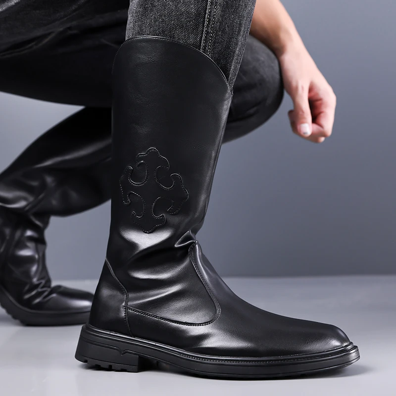 men's-long-shaft-denim-boots-western-boots-riding-boots-motorcycle-boots-with-side-zippers-for-easy-on-and-off