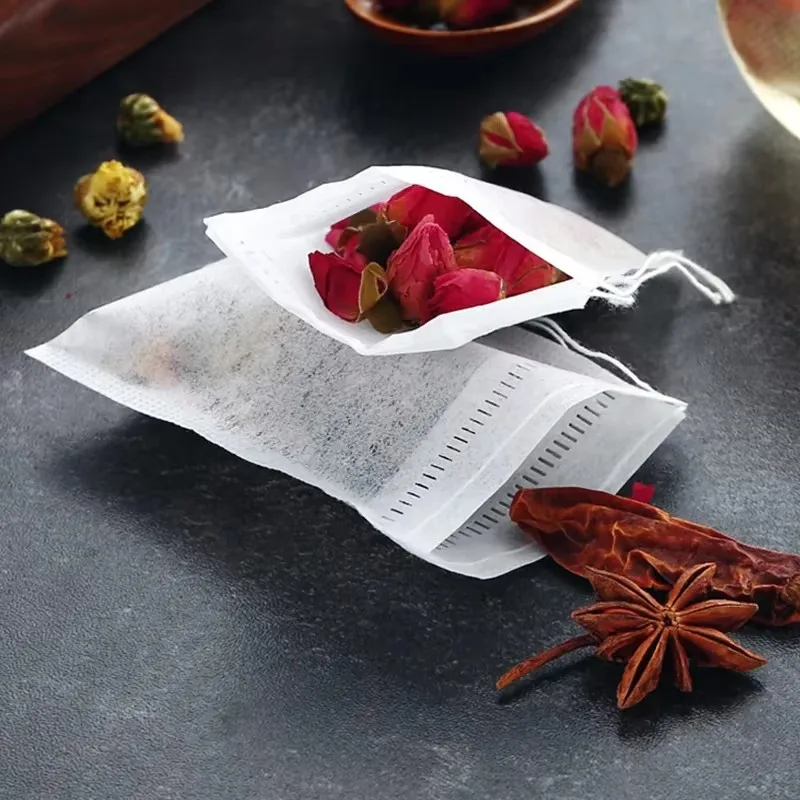 100Pcs Kitchen Soup Making White Bag Disposable Thread Drawing Non-Woven Fabric Tea Filter Bags Traditional Chinese Medicine Bag