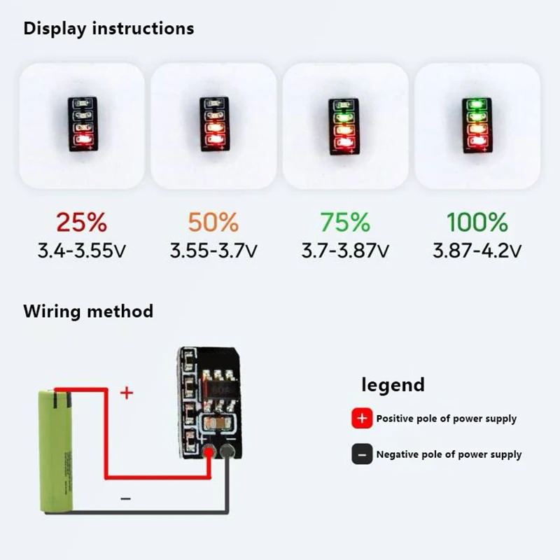 3.7-4.2V Metering Module 1 String Ternary Lithium Battery Power Display Led Light Mini Charger Module Protection Board