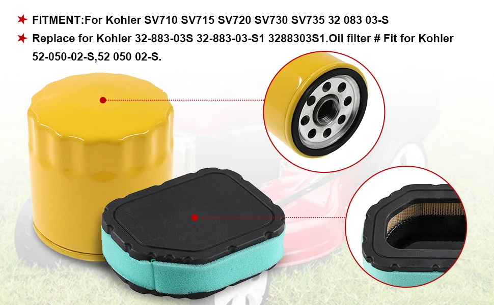 Air Oil Filter Tune up Kit For Kohler SV710 SV715 SV720 SV730 SV735 SV740 Engine