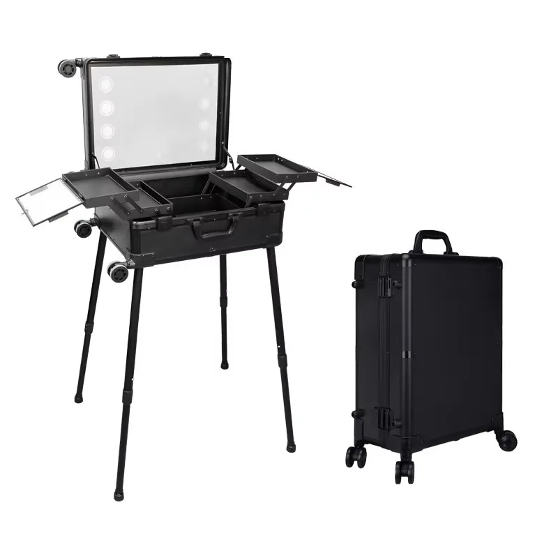 Popular Aluminum Makeup Station With Lights ABS Mirror and Wifi for Professional Hairdressing and Beauty