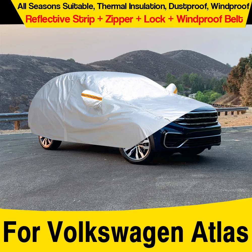 

Car Cover Outdoor SUV Sun Shade Rain Snow Wind Protection Cover with Anti-Theft Lock For VW Volkswagen Atlas Teramont 2017-2026