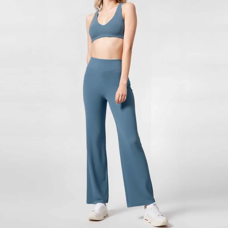 

Women's Bare-Sense Yoga Set Sexy Open-Back Tight-Fit Top Comfortable Breathable Sportswear Outdoor Gym Sports Flared Pants