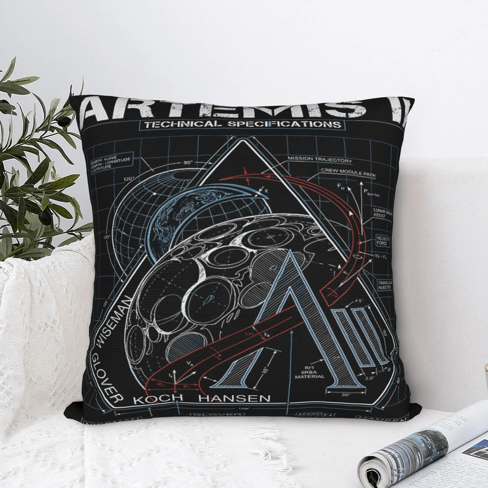 Artemis II Technical Specifications Moon Mission Blueprint Pillow Case  Pillow Cover Soft Pillowcases For Sofa Car Home Decor