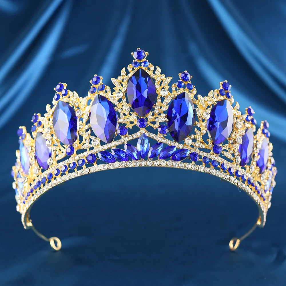 DIEZI Baroque New Purple Crystal Tiara For Women Men Wedding Party Vintage Luxury Elegant Bridal Bride Crown Hair Accessories