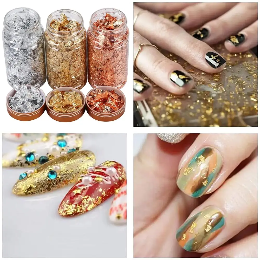 1 Pudełko Glitter Nail Art Foil Paper Makeup Jewelry Irregular Shiny Foil Leaf Gold Flakes Nails DIY Stickers Manicure Decorations