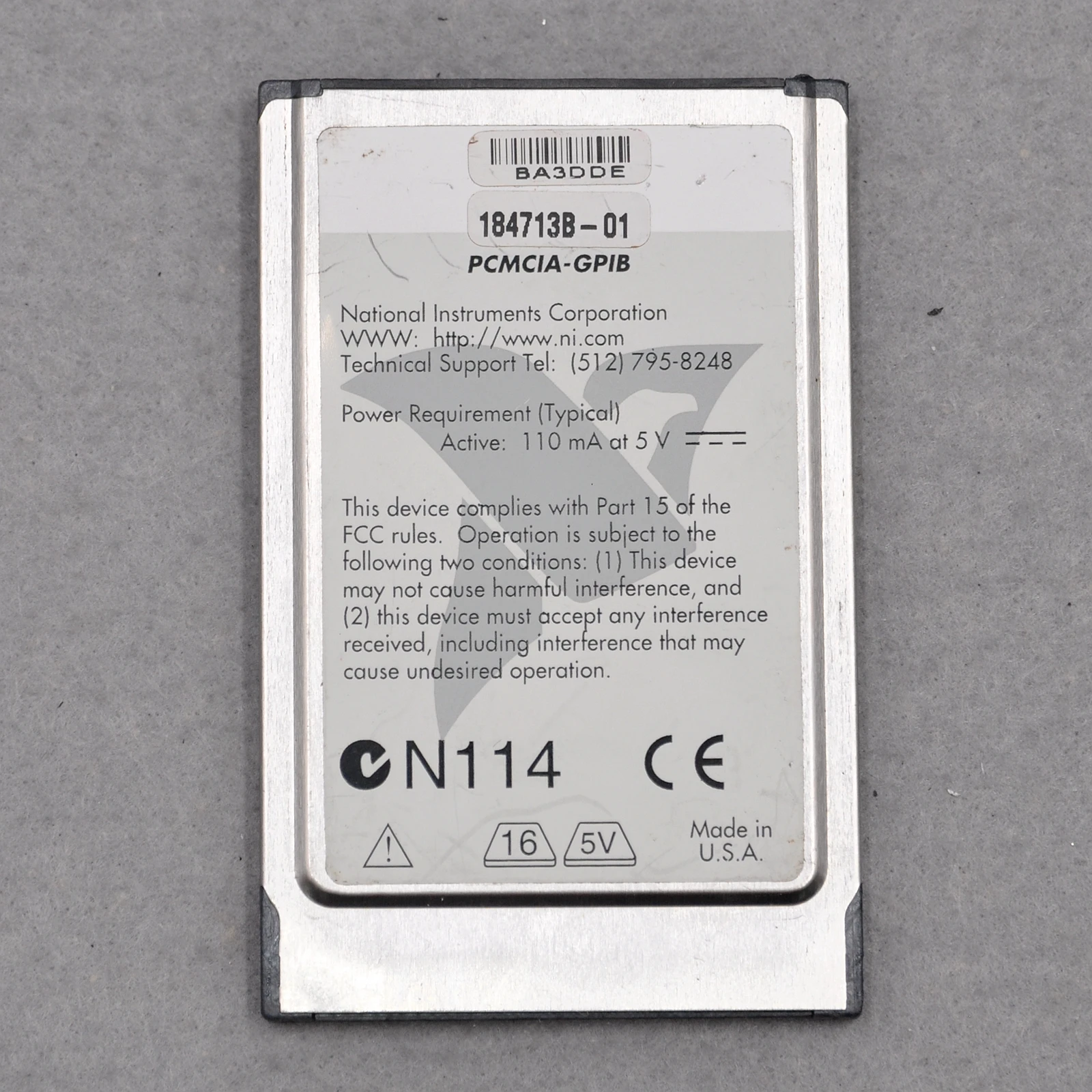 

PCMCIA-GPIB 184713B-01 110mA 5V IEEE488 Card Data Acquisition Card