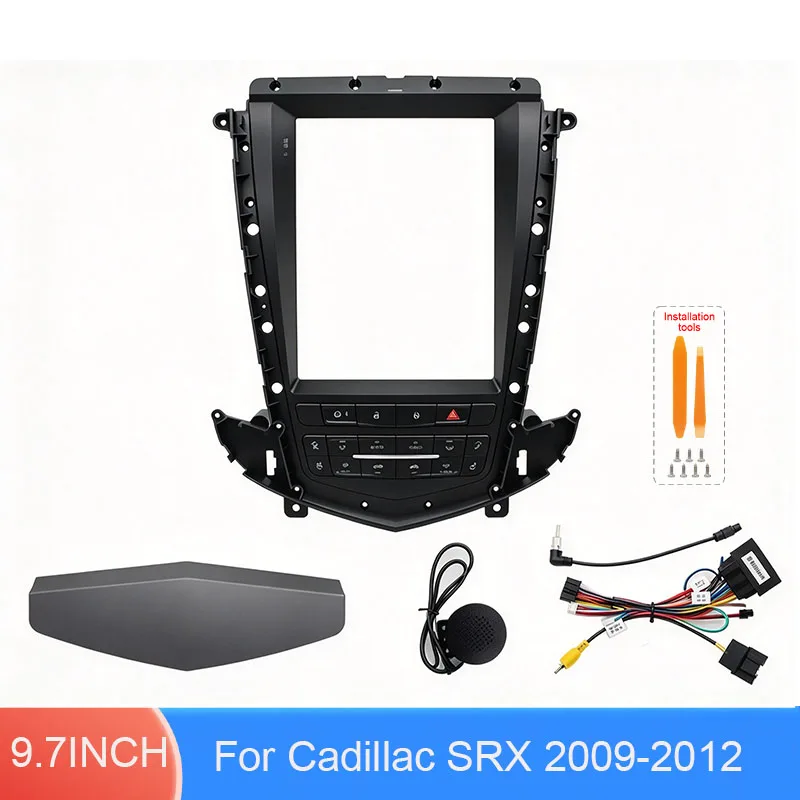 For Cadillac SRX 2009-2012 9.7 Inch Car Radio Fascia Frame Original Style Vertical Screen Dashboard Panel Wiring Harness Kit