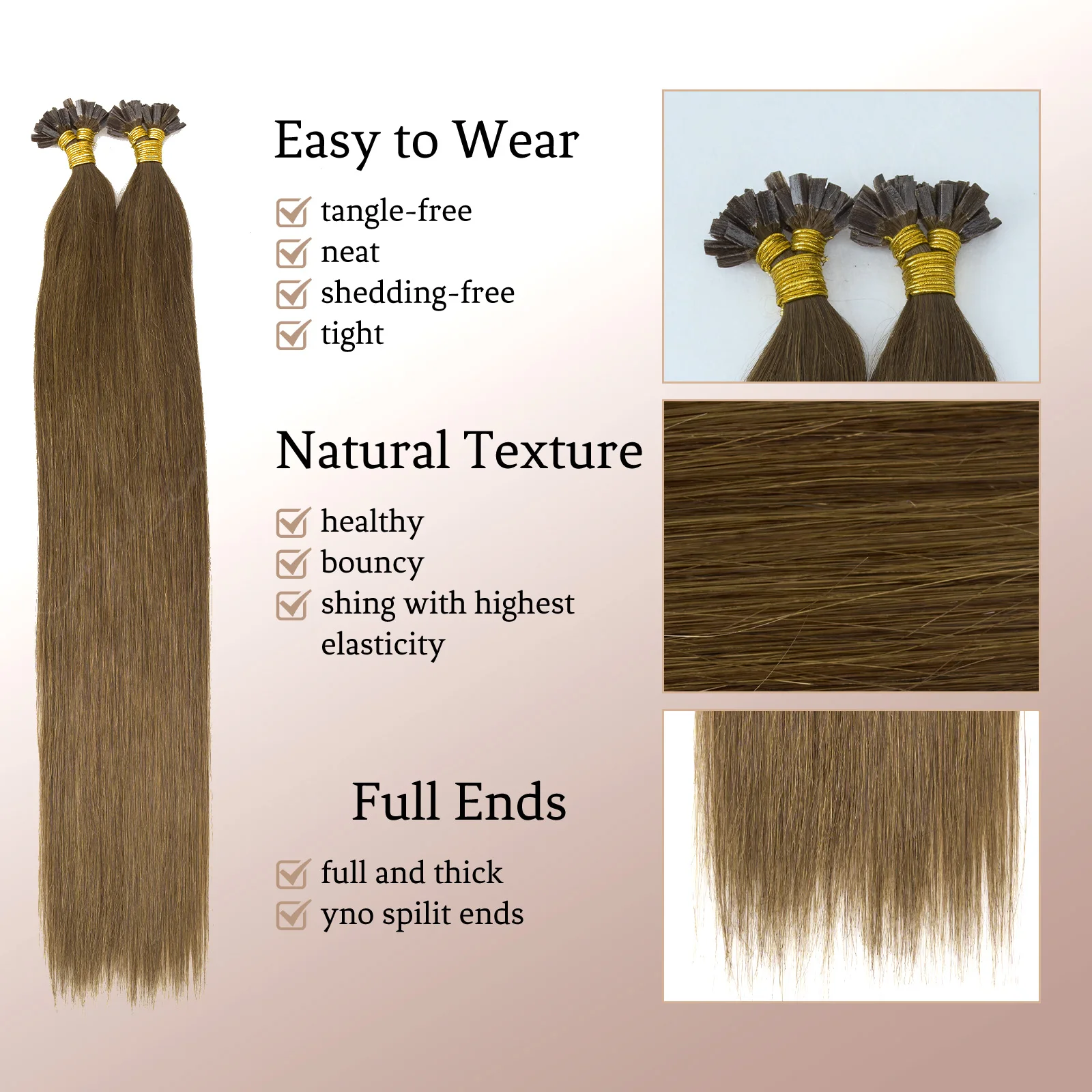 100% Real Remy Human Hair V Tip Extensions Keratin Capsule Straight 14-26Inches 50g 50pcs Salon Quality New Hairpieces for Women