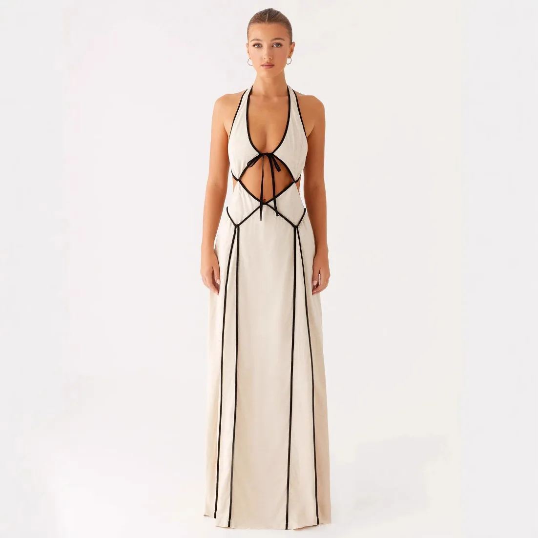 

Summer New Sexy Long Bal Patchwork Cross-Border Women's Dr High Waist Knitted A-Line Skirt No-Sve High-Thi Polye...