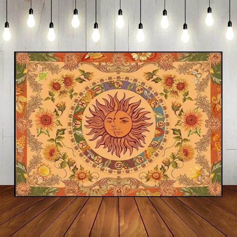 Custom God Party Backdrop Wall Background Banner Decoration Photo Meditation Golden Photography Chakra Hippy Tapestry Buddha