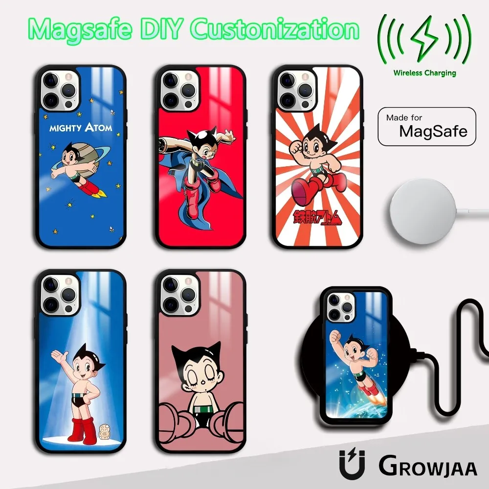 Anime Comic A-Astro Boy Phone Case For iPhone 16 15 14 13 12 11 Pro Max Plus Mini Magsafe Mirror Wireless Magnetic Cover