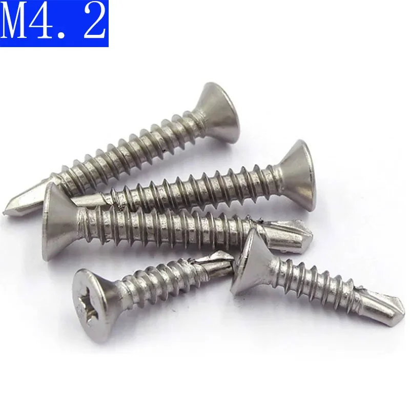 M4.2  410 Stainless Steel Phillips Flat Head Self Drilling Screws  DIN7504 Drilling Screws