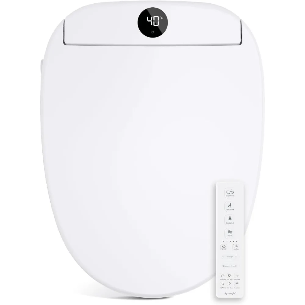 Bidet Toilet Seat, Smart Unlimited Warm Water, Electronic Heated Toilet Seat with Remote Control, Turbo Wash, Dryer