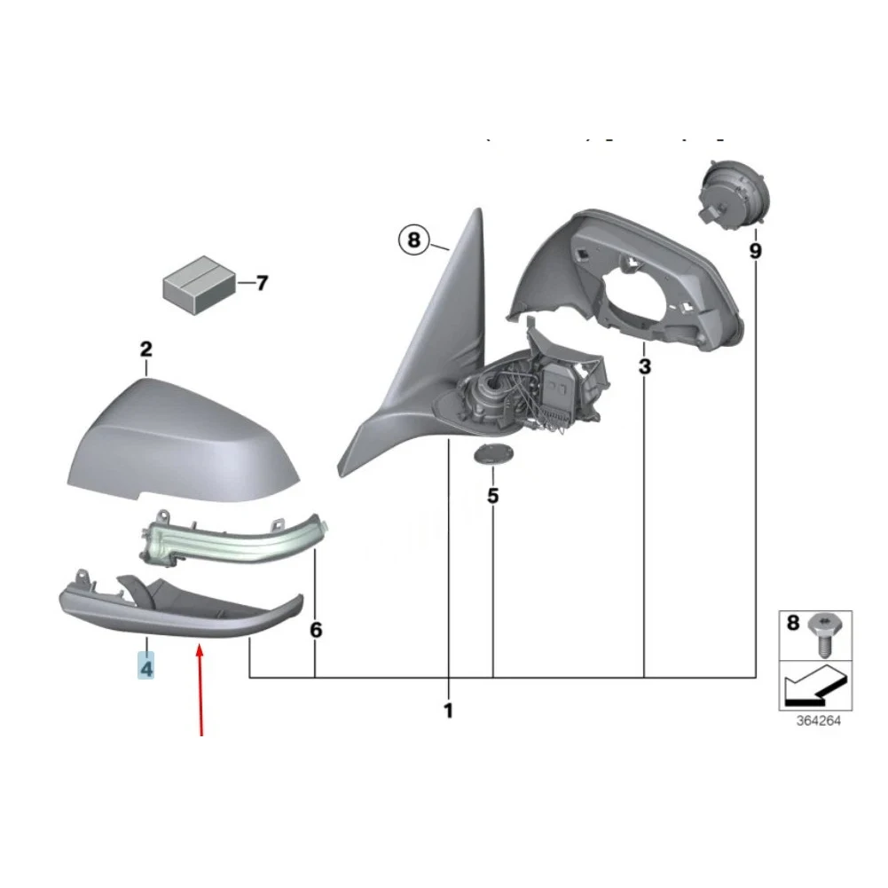 

Right Rear Mirror Lower Cover for BMW For F20 F21 F30 E84 Models with OEM 51167284128 Replacement for Years 2008 2019