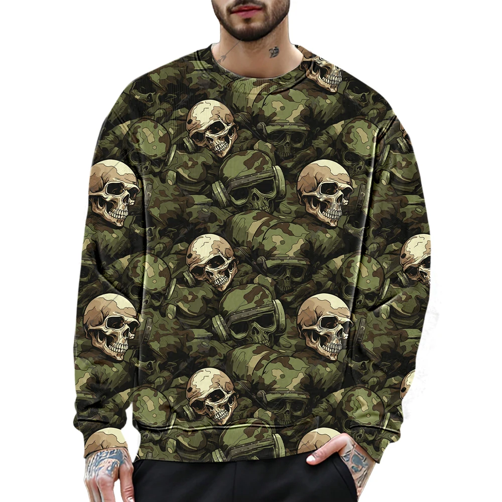 Funny 3D Skull Print Sweatshirts For Men Hip Hop Trend Harajuku Streetwear Casual O-neck Loose Pullover Autumn Men's Hoodie Tops