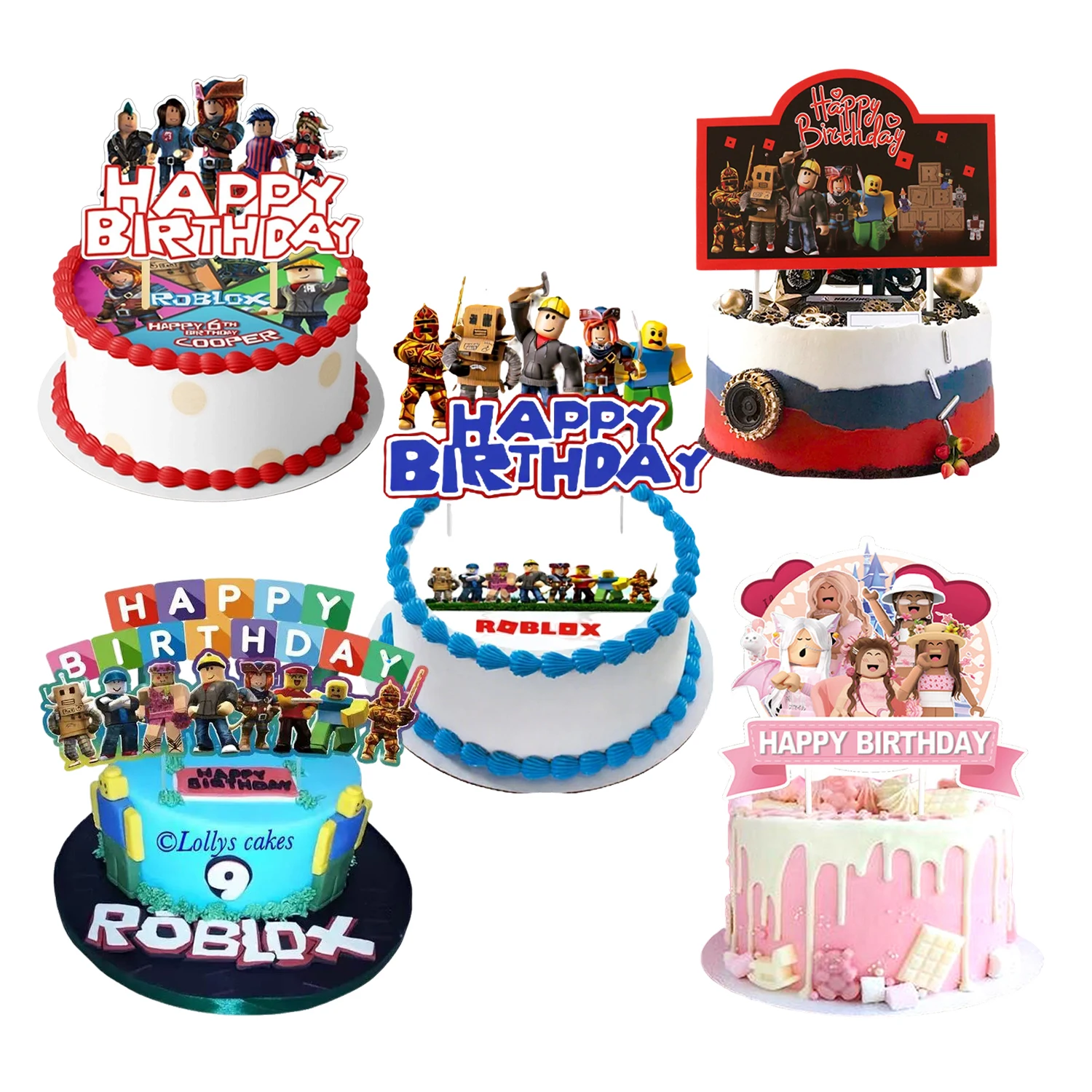 Roblox حفلة عيد ميلاد كعكة توبر كب كيك توبر مجموعات استحمام الطفل للأطفال حفلة عيد ميلاد زينة لوازم الهدايا #1